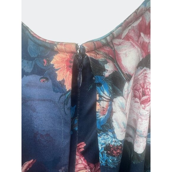 Koh Koh Womens Floral High Neck Maxi Dress Sleeveless Dark Blue Multi-Color 2XL - Picture 7 of 16